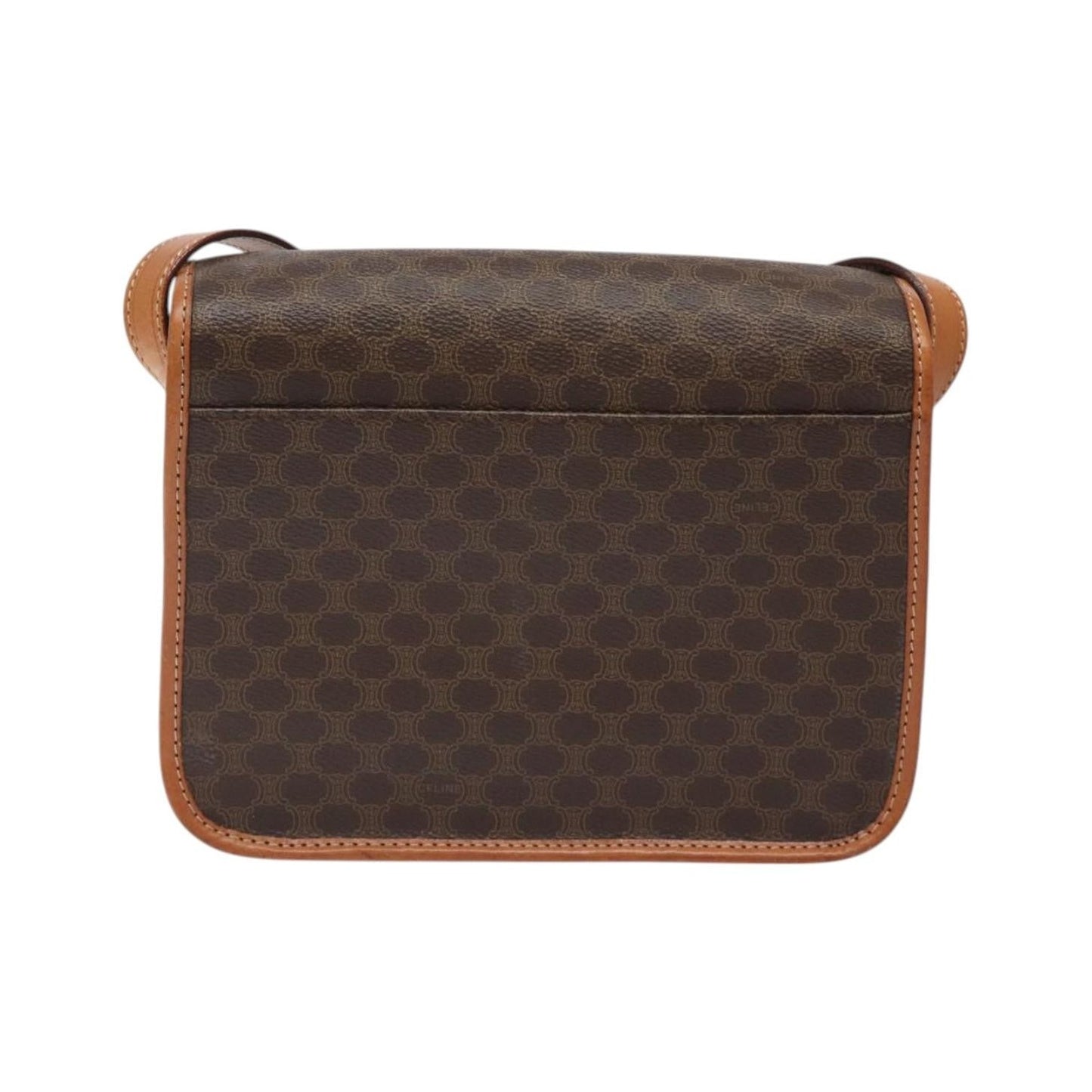 Celine Vintage Macadam Circle Logo Canvas and Leather, Brown, Canvas, Shoulder Bag
