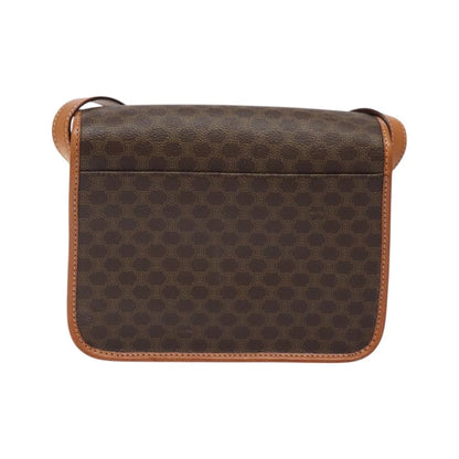Celine Vintage Macadam Circle Logo Canvas and Leather, Brown, Canvas, Shoulder Bag