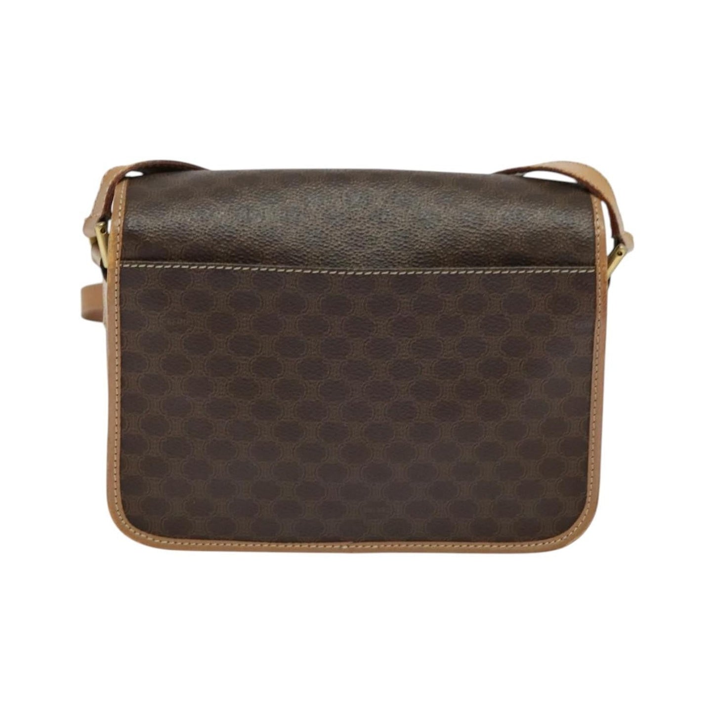 Celine Vintage Macadam Circle Logo Canvas and Leather, Brown, Canvas, Shoulder Bag