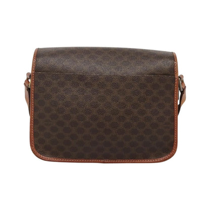 Celine Vintage Macadam Circle Logo Canvas and Leather, Brown, Canvas, Shoulder Bag