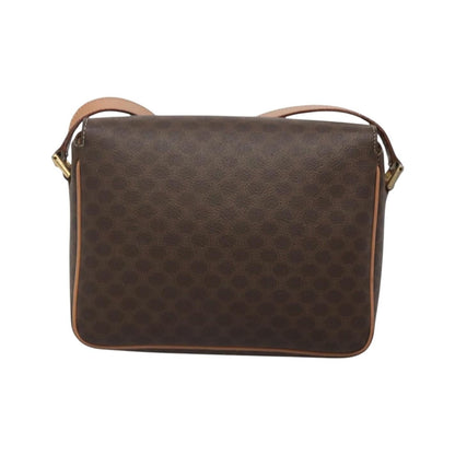 Celine Vintage Macadam Circle Logo Canvas and Leather, Brown, Canvas, Shoulder Bag