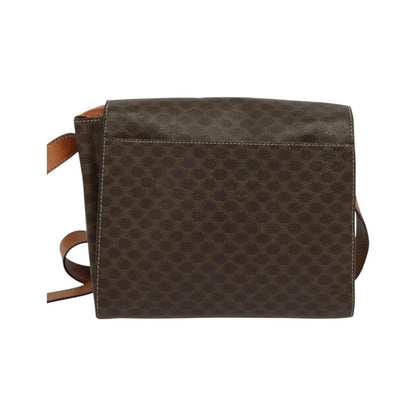 Celine Vintage Macadam Circle Logo Canvas and Leather, Brown, Canvas, Shoulder Bag