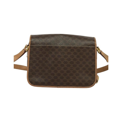Celine Vintage Macadam Circle Logo Canvas and Leather, Brown, Canvas, Shoulder Bag