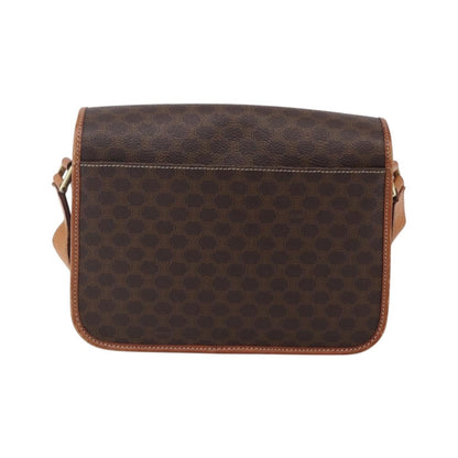 Celine Vintage Macadam Circle Logo Canvas and Leather, Brown, Canvas, Shoulder Bag