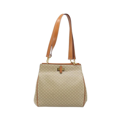 Celine Vintage Macadam Shopper Coated Canvas, Beige, Canvas, Tote Bag
