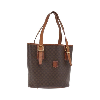 Celine Vintage Macadam Shopper Coated Canvas, Brown, Canvas, Tote Bag