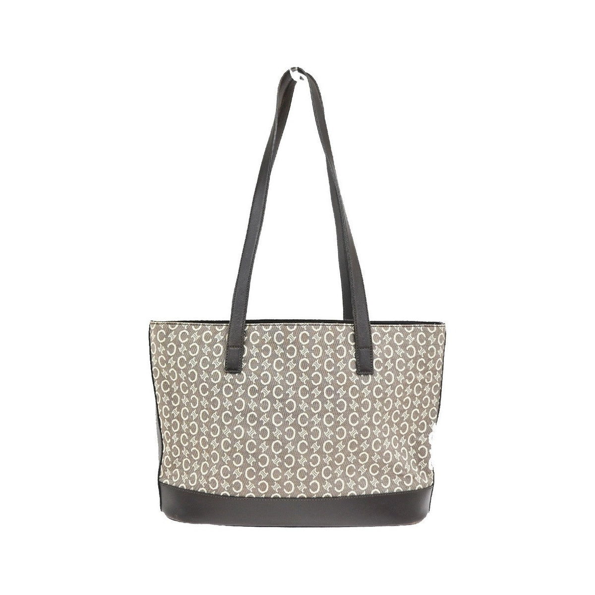 Celine Vintage Macadam Shopper Coated Canvas, Brown, Canvas, Tote Bag