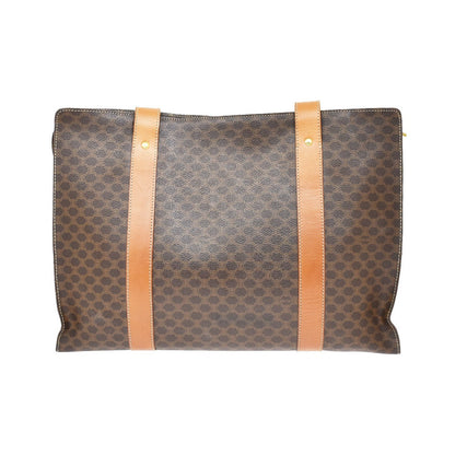 Celine Vintage Macadam Shopper Coated Canvas, Brown, Canvas, Tote Bag