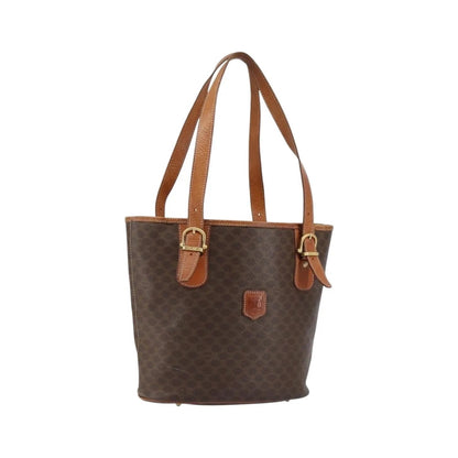 Celine Vintage Macadam Shopper Tote Canvas and Leather, Brown, Canvas, Tote Bag