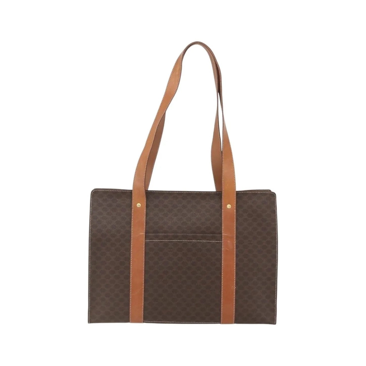 Celine Vintage Macadam Shopper Tote Canvas and Leather, Brown, Canvas, Tote Bag