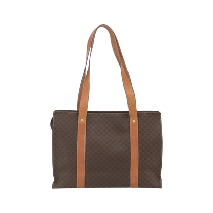 Celine Vintage Macadam Shopper Tote Canvas and Leather, Brown, Canvas, Tote Bag
