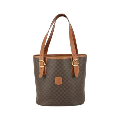 Celine Vintage Macadam Shopper Tote Coated Canvas, Brown, Canvas, Tote Bag