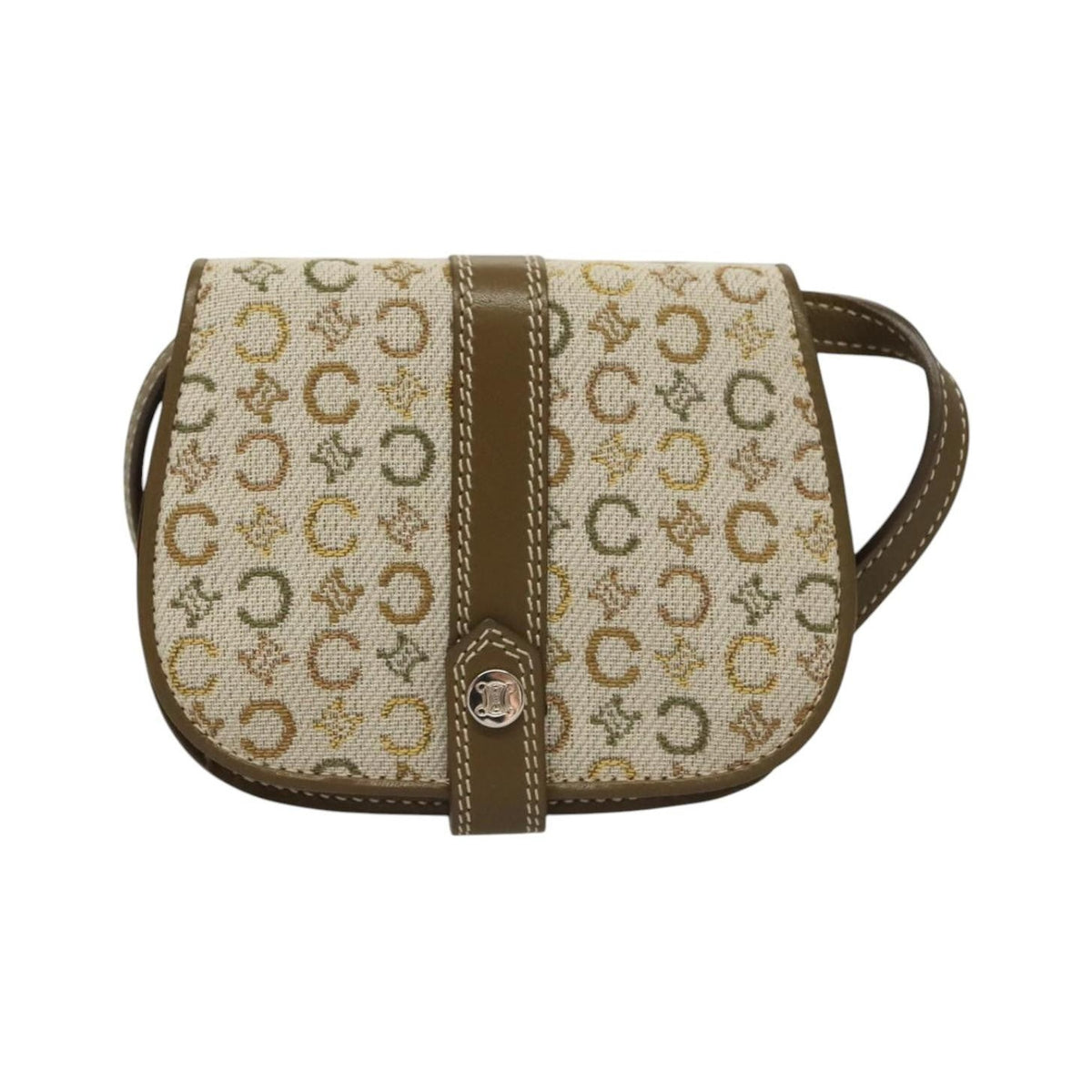 Celine Vintage Shoulder Bag Canvas, Khaki, Canvas, Shoulder Bag