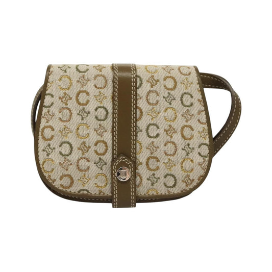 Celine Vintage Shoulder Bag Canvas, Khaki, Canvas, Shoulder Bag