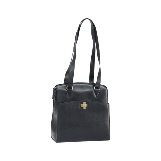 Celine Vintage turn lock shoulder Leather, Black, Leather, Handbag