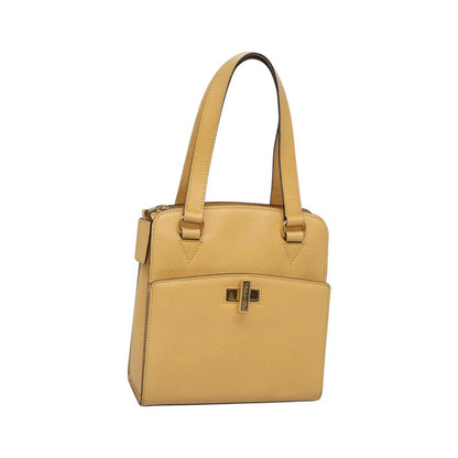 Celine Vintage Turnlock Leather, Yellow, Leather, Handbag