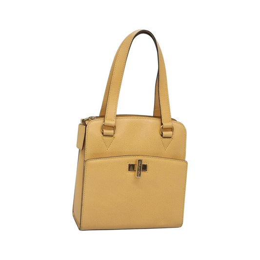 Celine Vintage Turnlock Leather, Yellow, Leather, Handbag