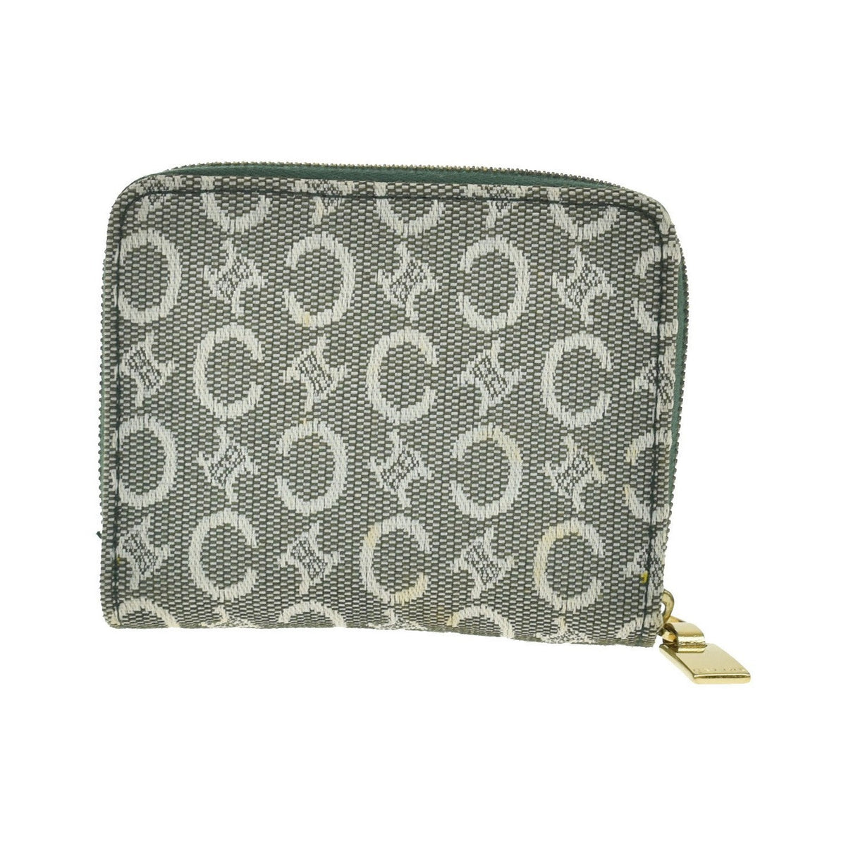 Celine Zipped Around Canvas, Green, Canvas, Wallet