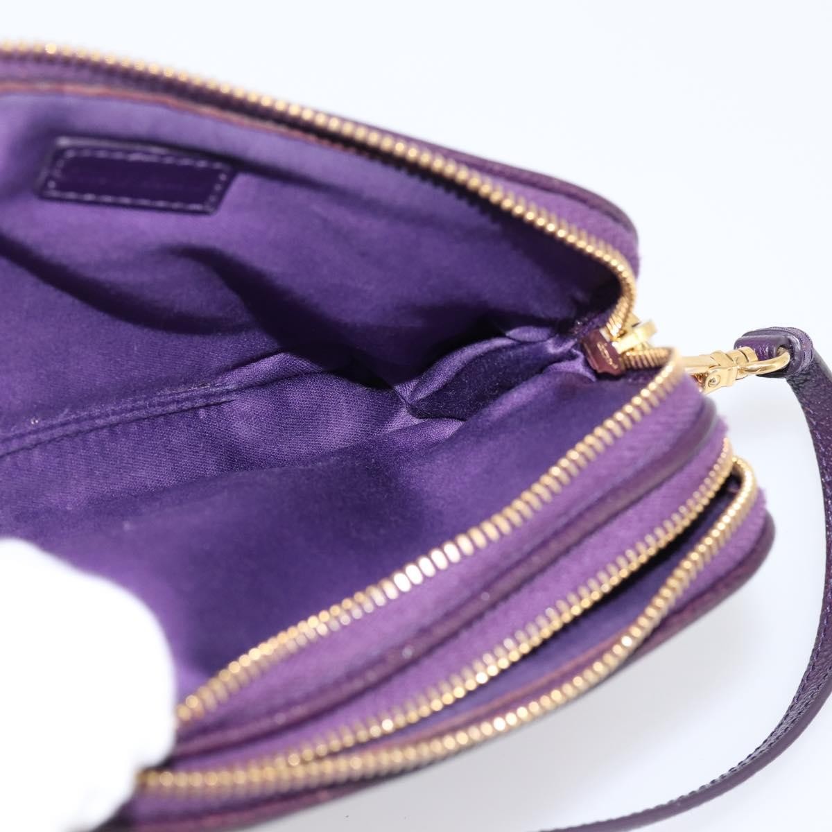 Miu Miu Double Zip Pochette Leather, Purple, Leather, Clutch