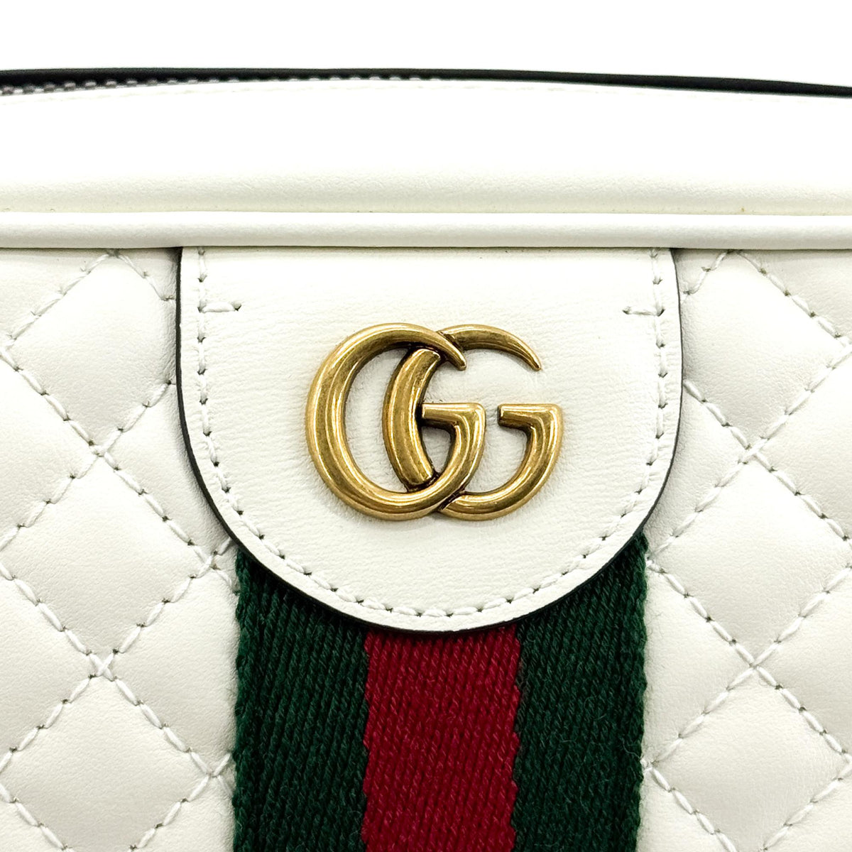 Gucci Trapuntata Camera Quilted Leather, White, Leather, Handbag
