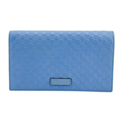 Gucci Wallet on Strap Microguccissima Leather, Blue, Leather, Crossbody Bag