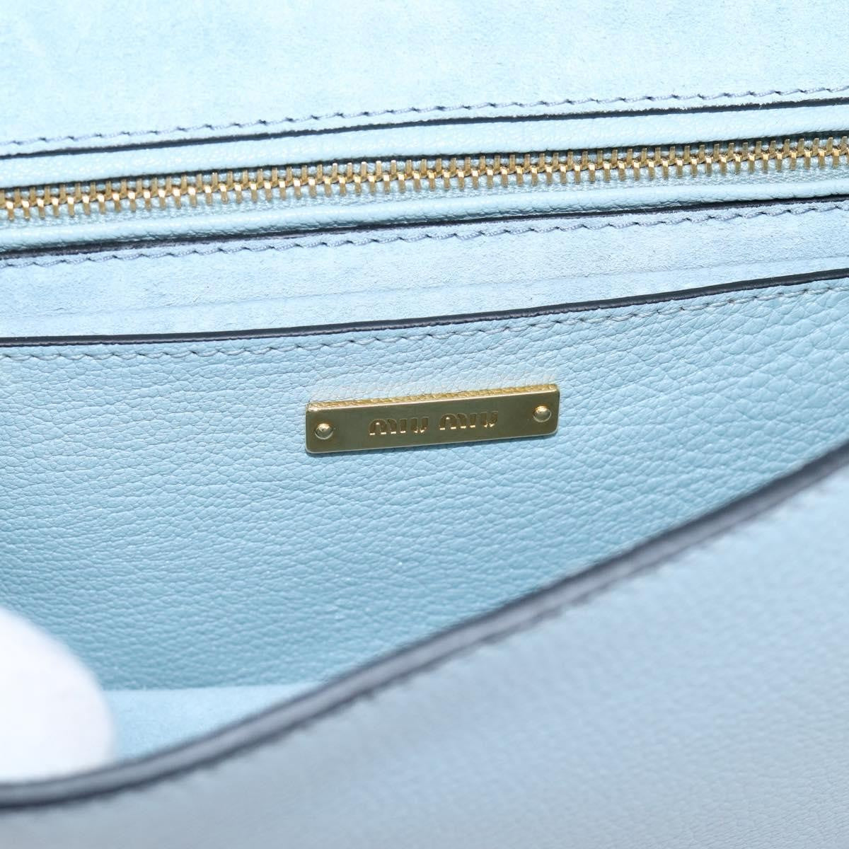 Miu Miu Madras Crystal Buckle Leather, Blue, Leather, Shoulder Bag