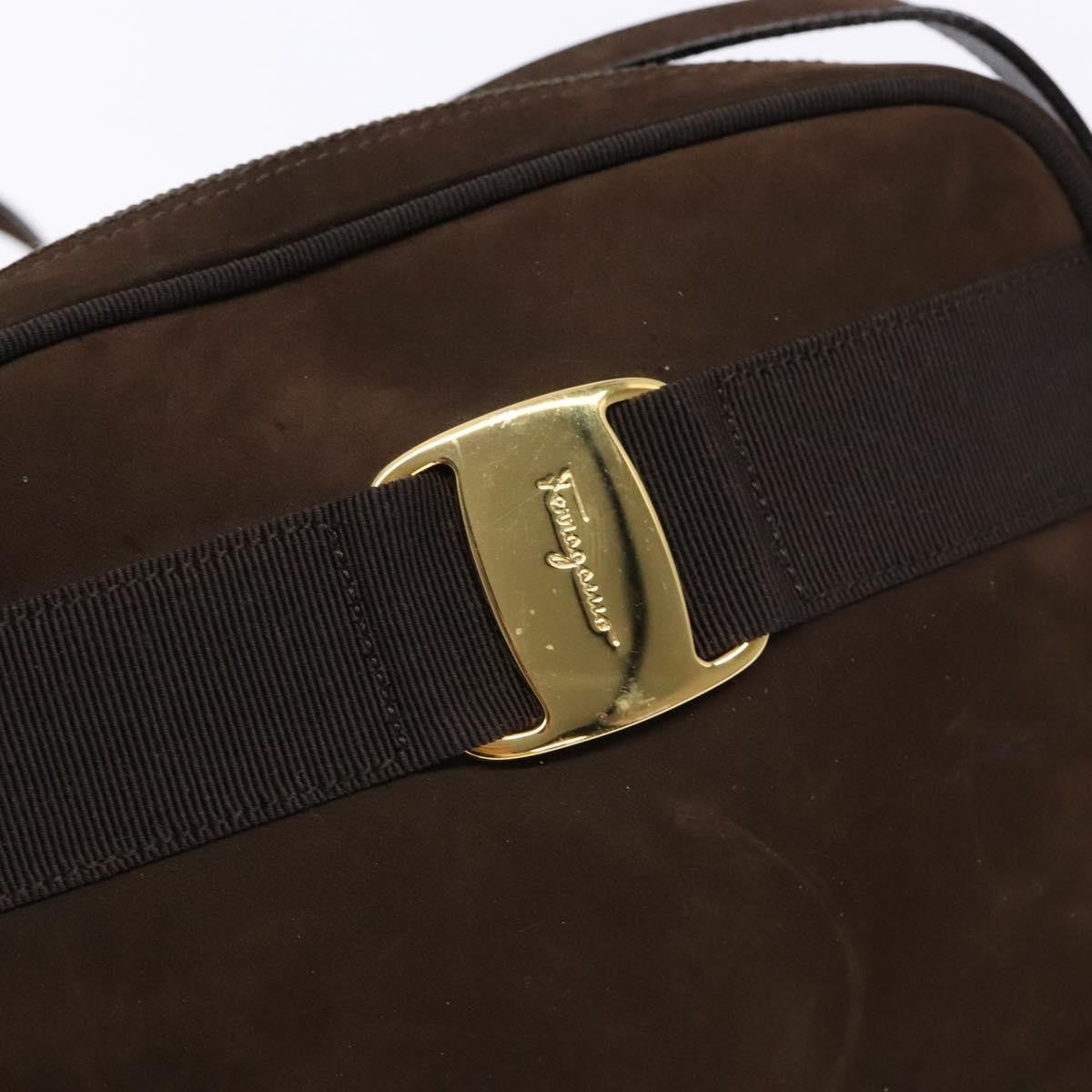 Salvatore Ferragamo Vala Suede, Brown, Suede, Shoulder Bag