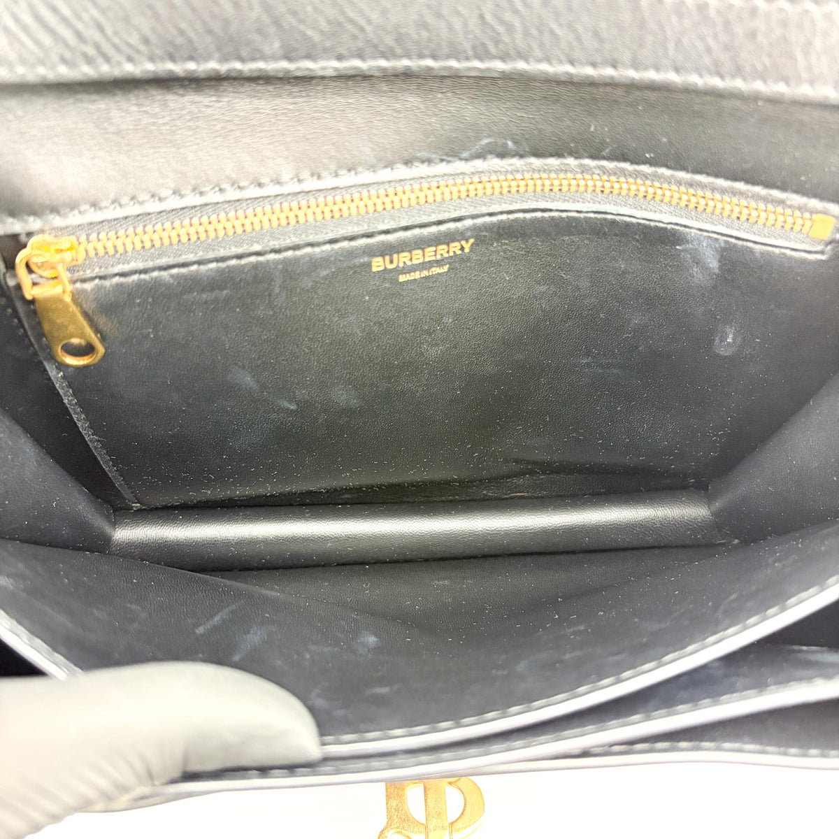 Burberry TB Shoulder Bag Leather, Black, Leather, Shoulder Bag