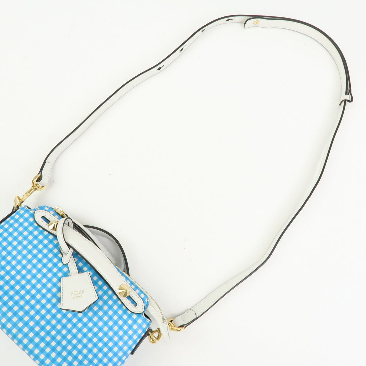 Fendi By The Way Satchel Printed Leather, Blue, Leather, Handbag