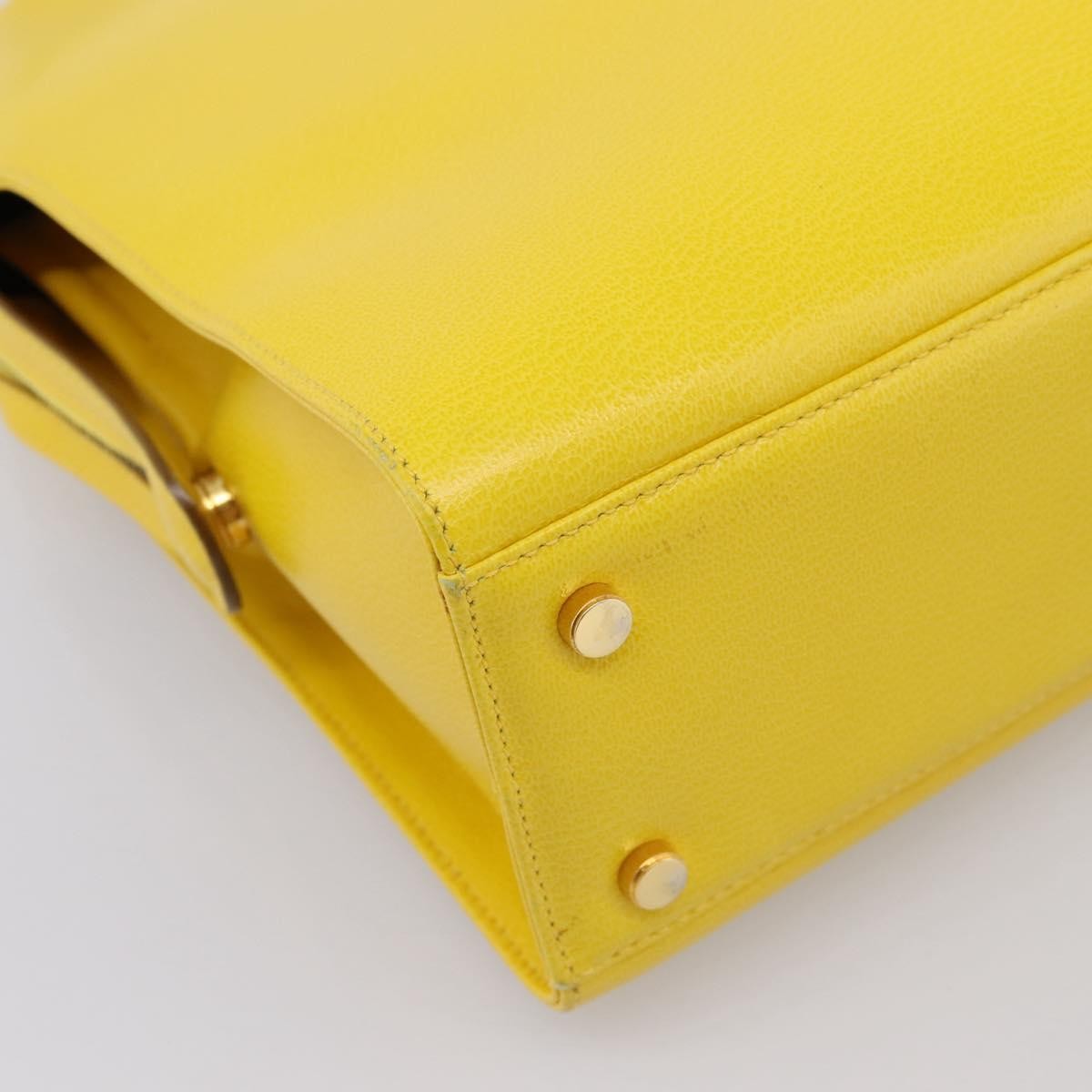 Salvatore Ferragamo Gancini Leather, Yellow, Leather, Handbag