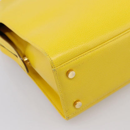 Salvatore Ferragamo Gancini Leather, Yellow, Leather, Handbag