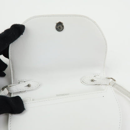 Burberry Olympia Flap Leather, White, Leather, Handbag