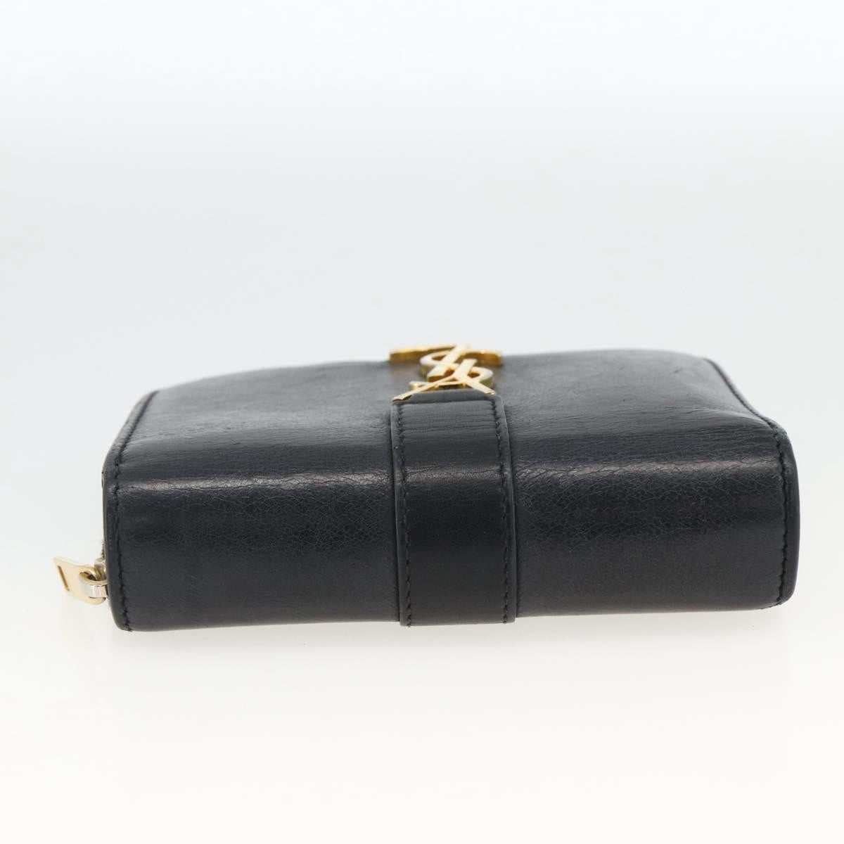 Saint Laurent Classic Monogram YSL Line Zip Around Leather, Black, Leather, Wallet