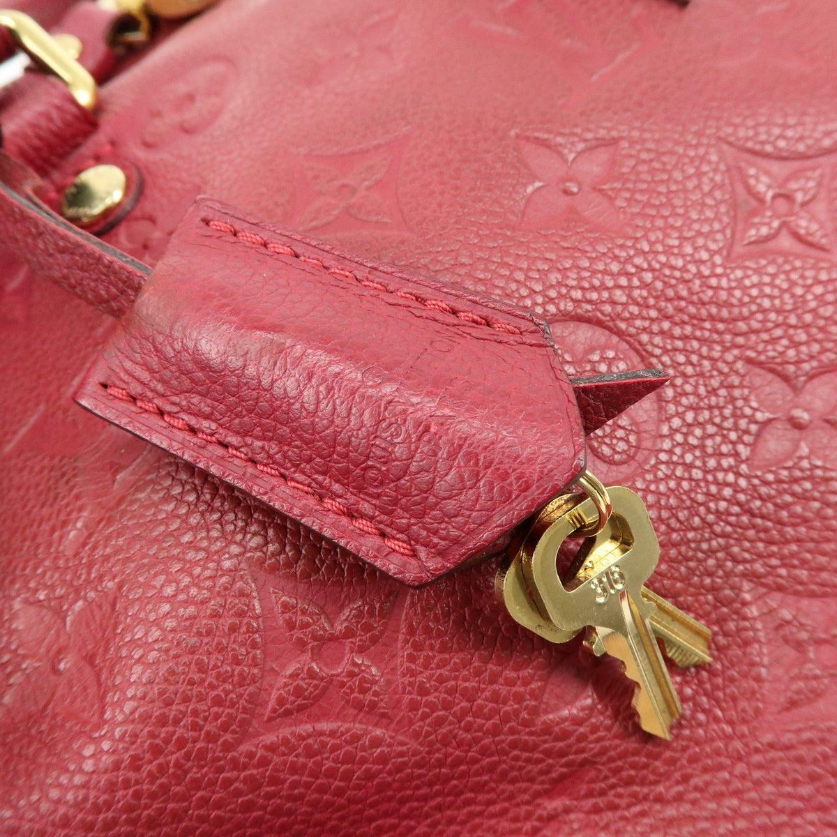 Louis Vuitton Speedy Bandouliere Monogram Empreinte Leather, Red, Leather, Handbag