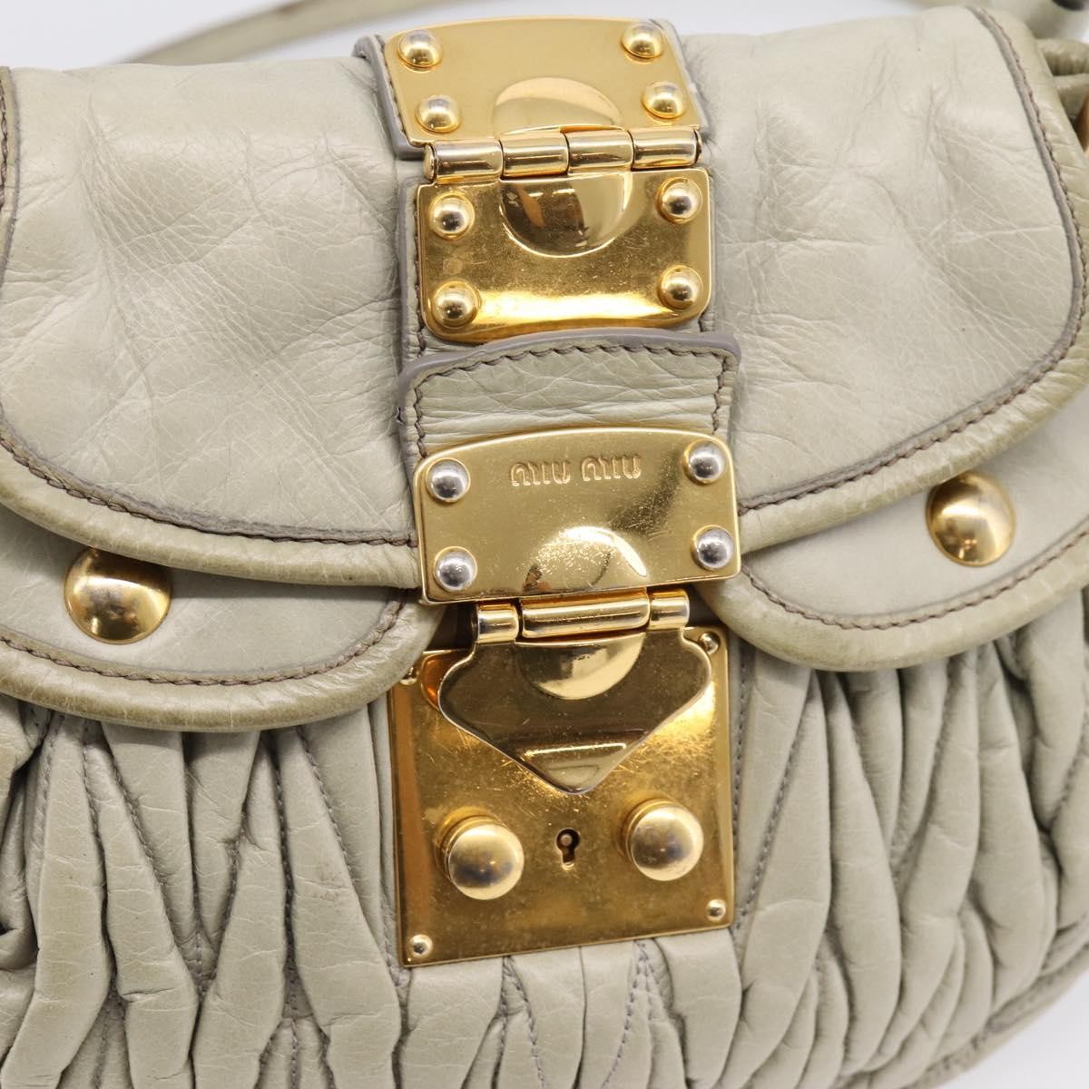 Miu Miu Beau Top Handle Leather, Beige, Leather, Handbag