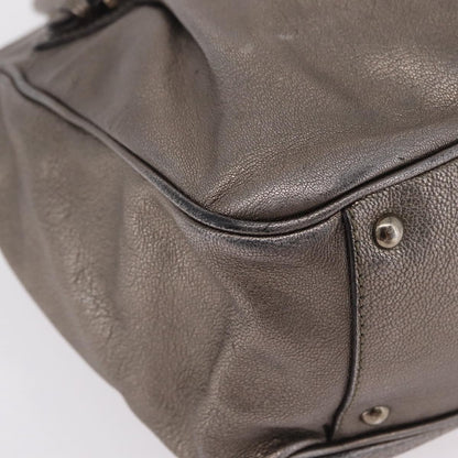 Salvatore Ferragamo Gancini Top Handle Leather, Silver, Leather, Handbag