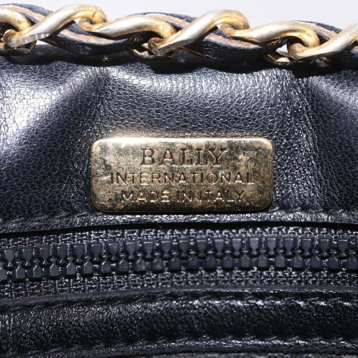 Bally Vintage Chain Quilted Leather, Black, Leather, Shoulder Bag