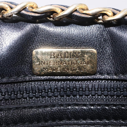 Bally Vintage Chain Quilted Leather, Black, Leather, Shoulder Bag