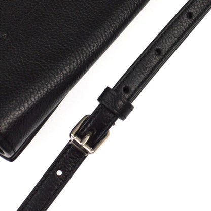 Balenciaga Logo Wallet with Strap Embossed Leather, Black, Leather, Crossbody Bag