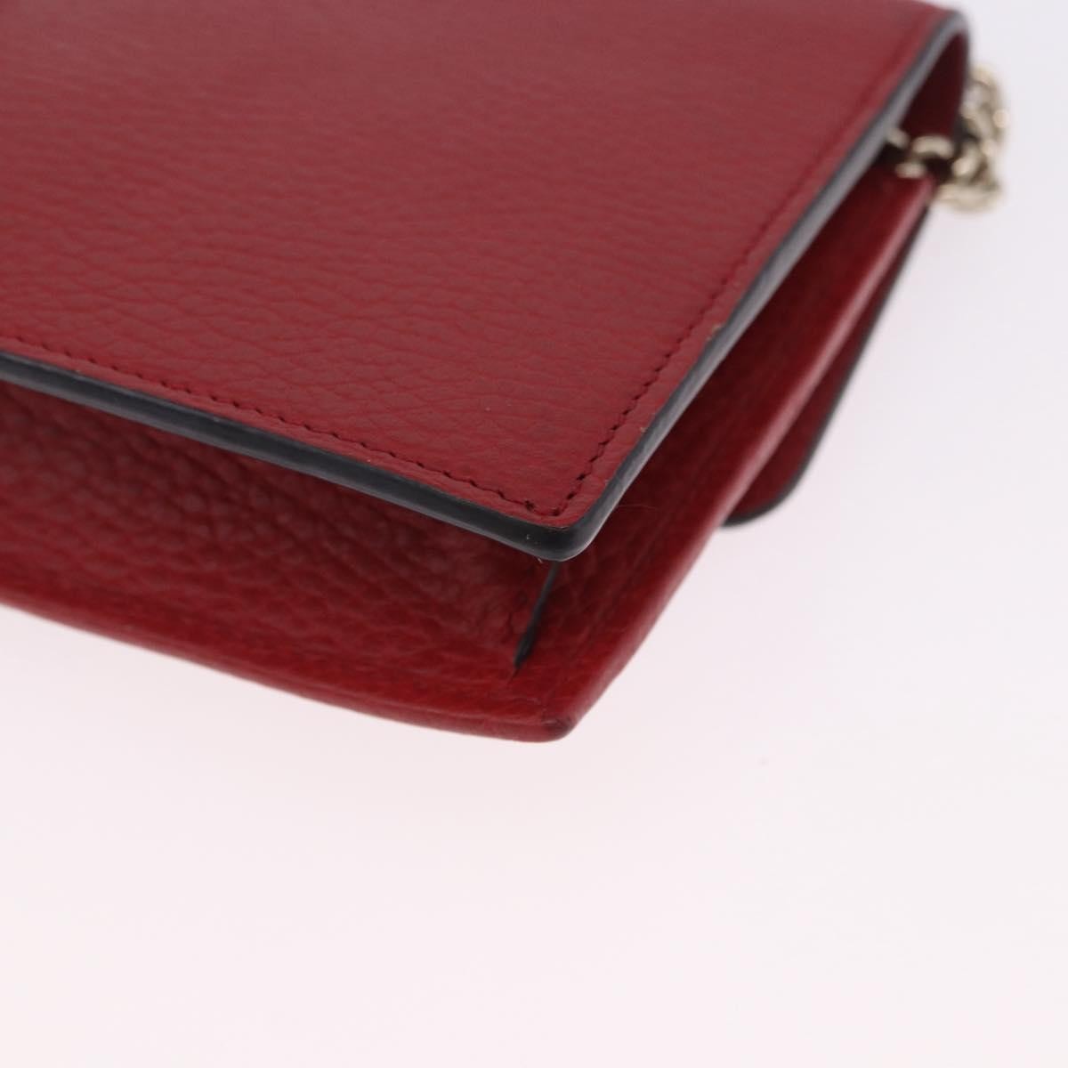 Gucci Interlocking Wallet on Chain Leather, Red, Leather, Shoulder Bag