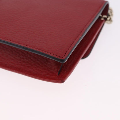 Gucci Interlocking Wallet on Chain Leather, Red, Leather, Shoulder Bag