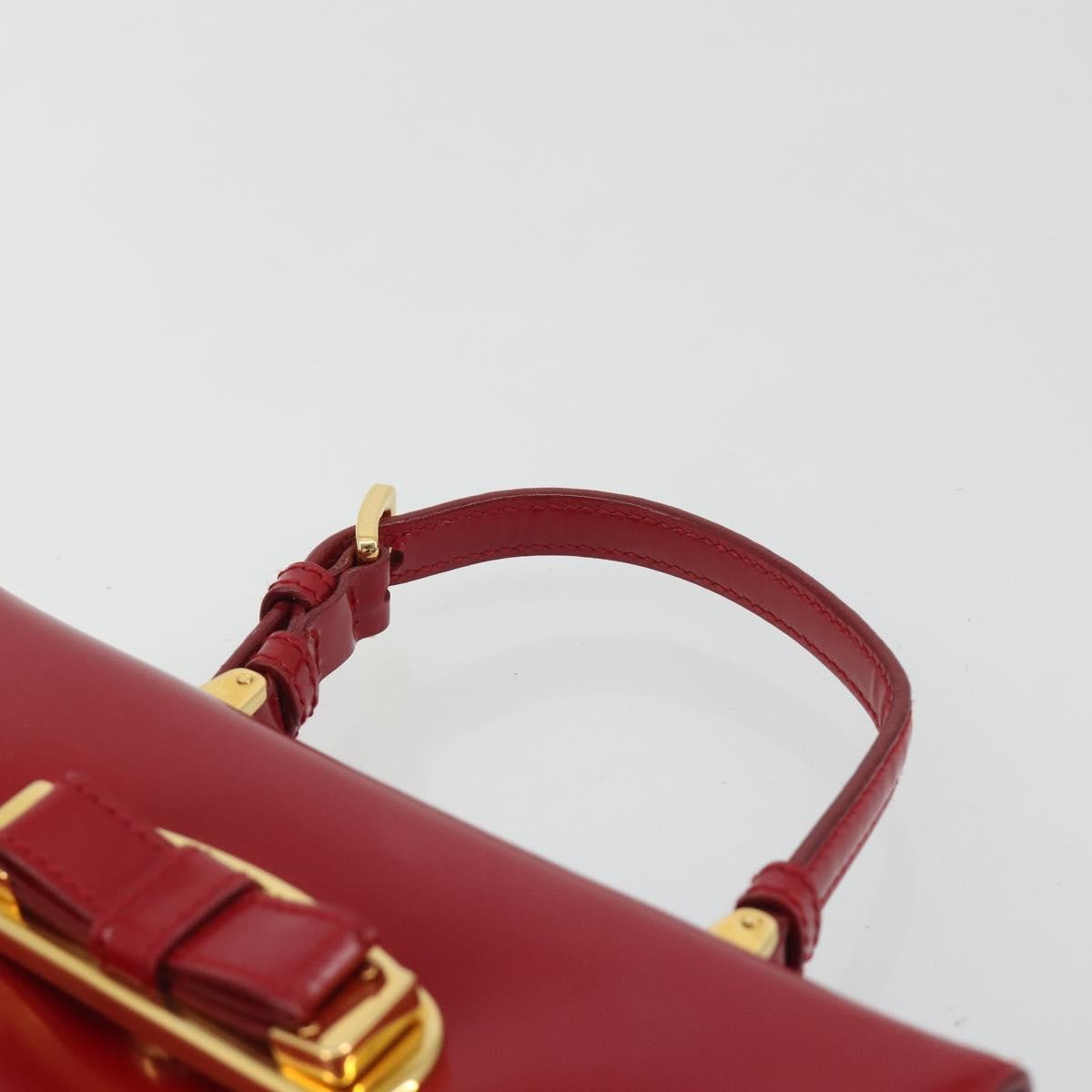 Prada Bow Top handle Leather, Red, Leather, Handbag