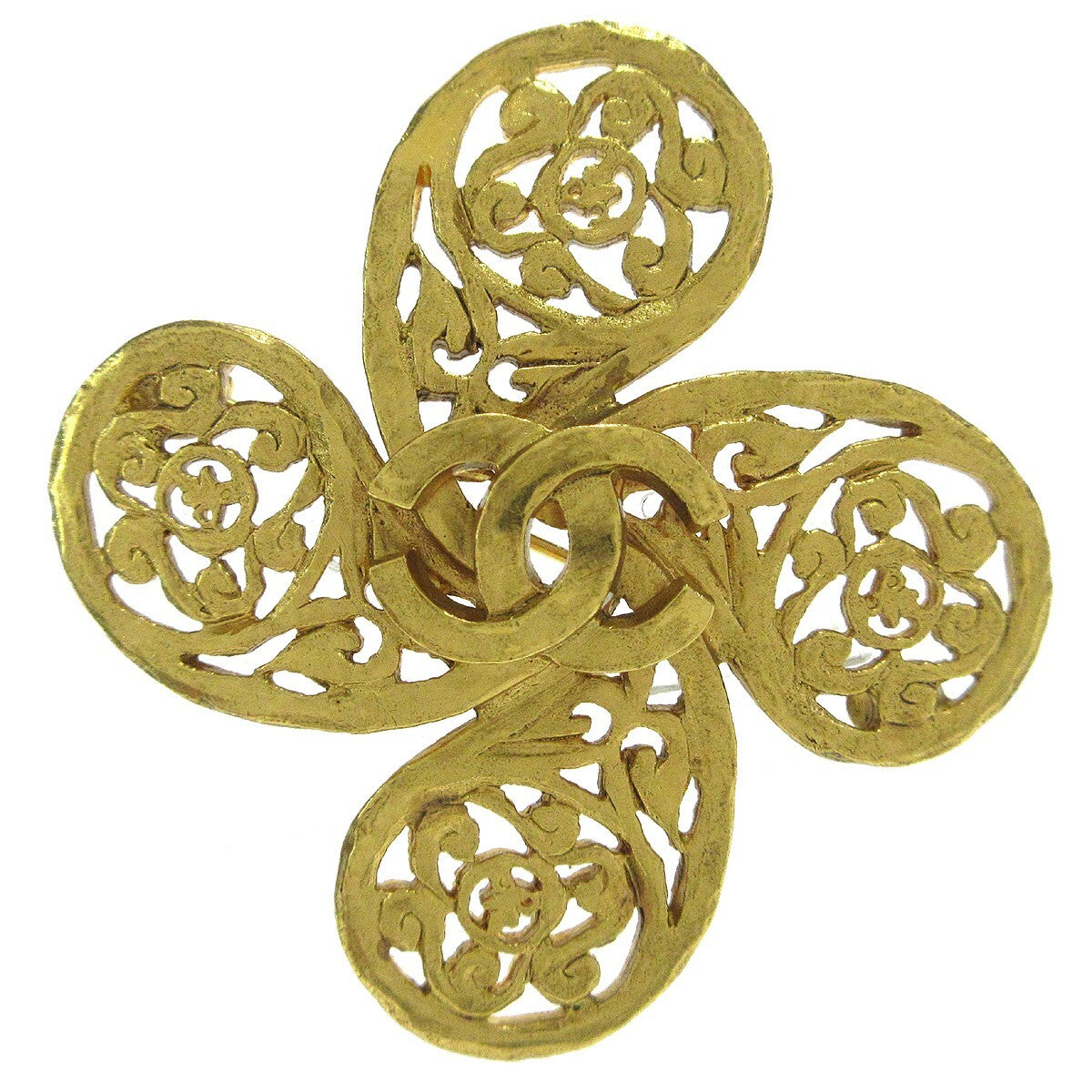 Chanel Logo CC Gold-plated, Gold, Gold Plated, Brooch