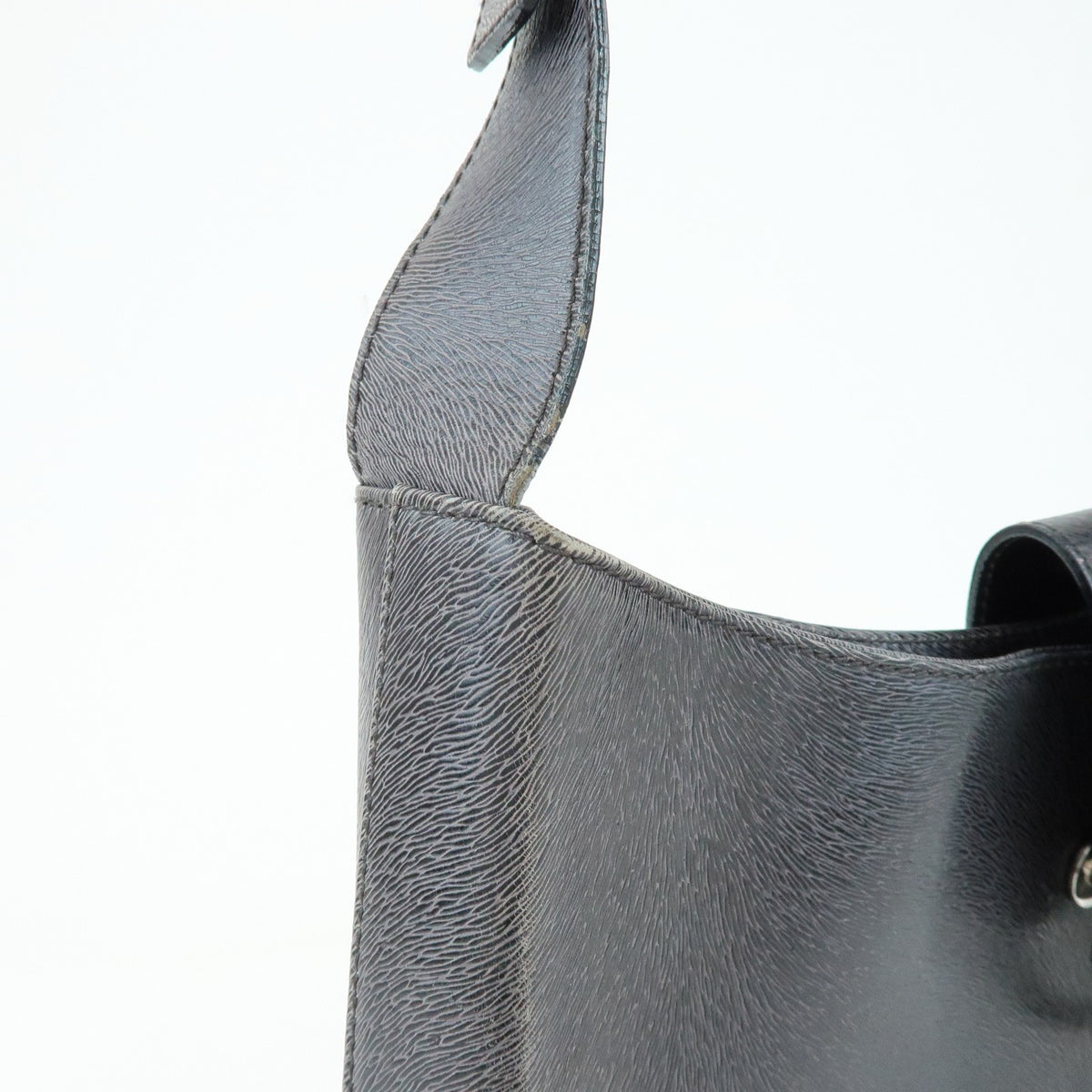 Salvatore Ferragamo Gancio Flap Hobo Leather, Black, Leather, Shoulder Bag