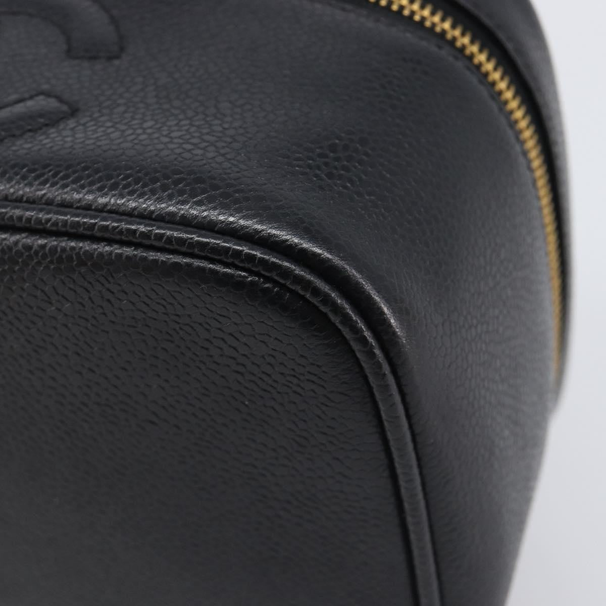 Chanel Vintage Timeless Cosmetic Case Caviar, Black, Leather, Clutch