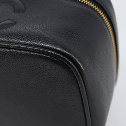 Chanel Vintage Timeless Cosmetic Case Caviar, Black, Leather, Clutch