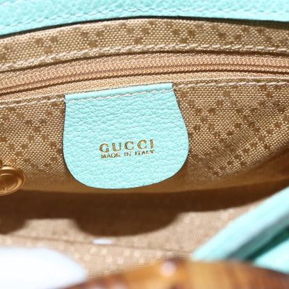 Gucci Bamboo Zip Pouch Leather, TURQUOISE, SUEDE, Clutche & pouche