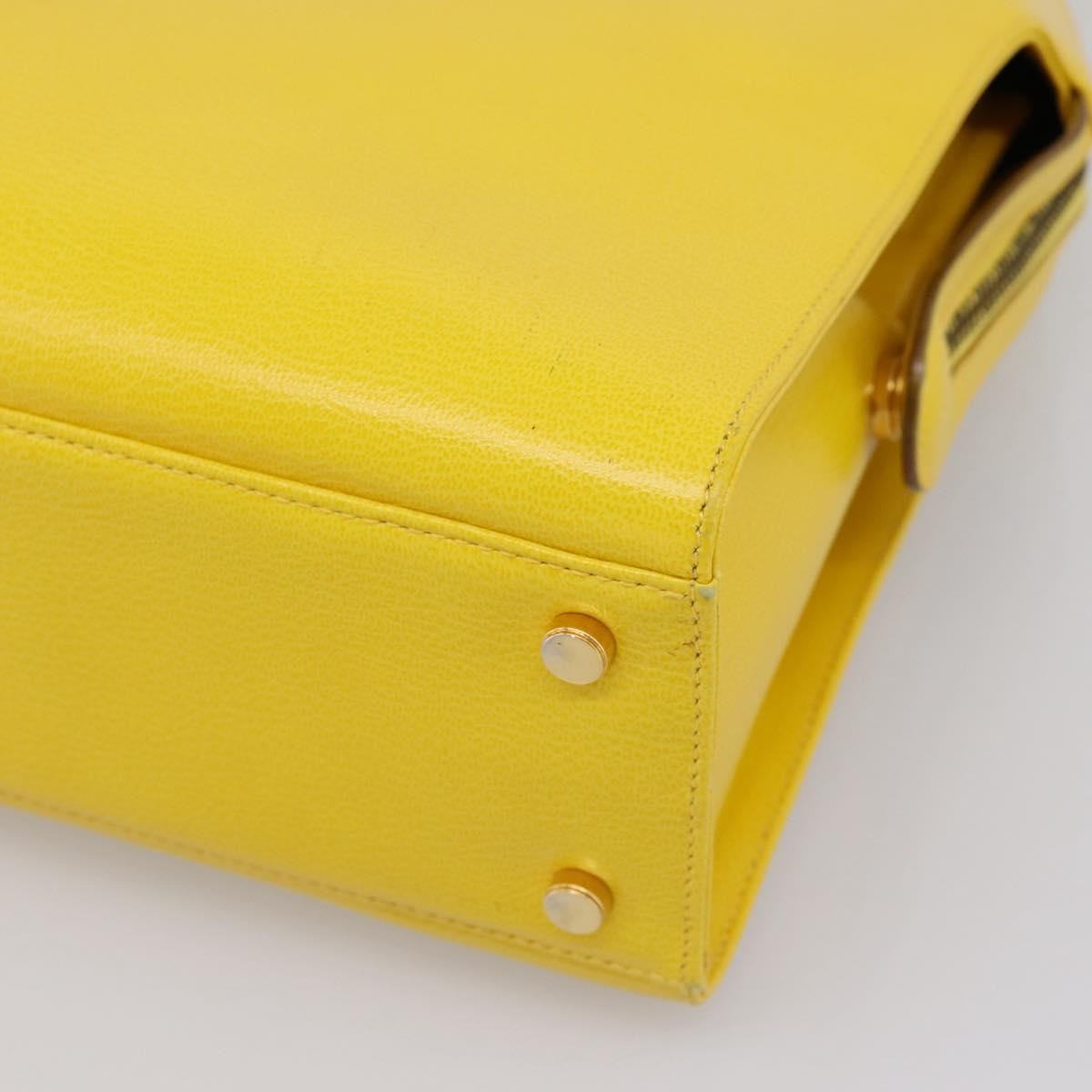 Salvatore Ferragamo Gancini Leather, Yellow, Leather, Handbag