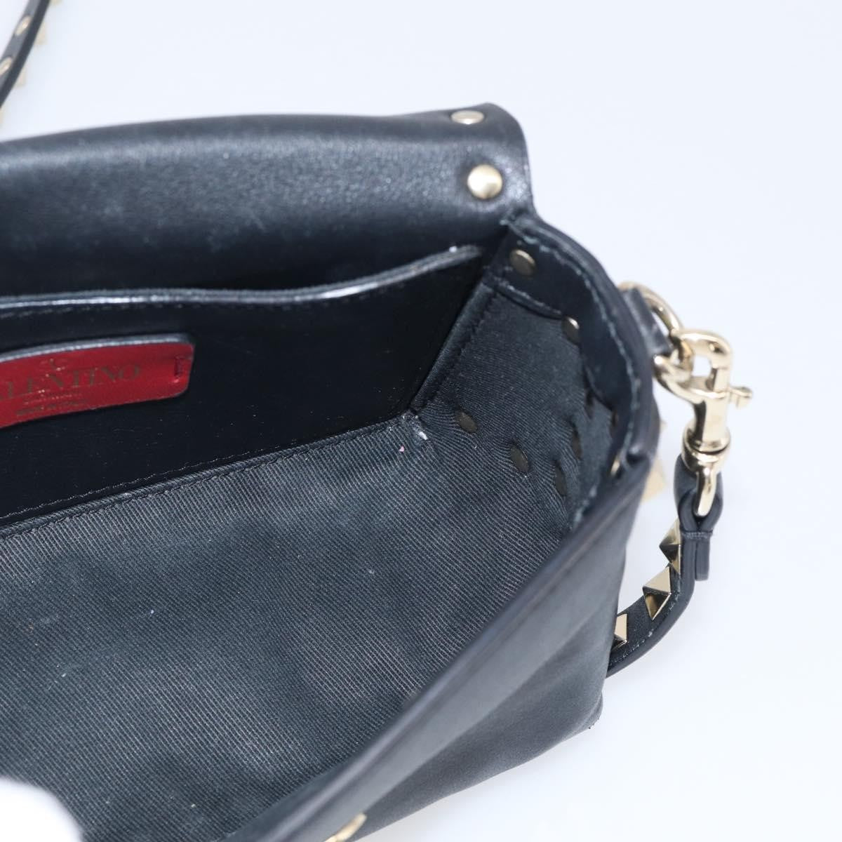 Valentino Garavani Rockstud Flip Lock Flap Leather, Black, Leather, Handbag