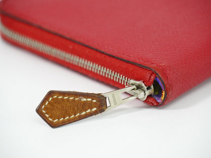 Hermes Azap Zip Around Silk'in Epsom, Pink, Leather, Wallet